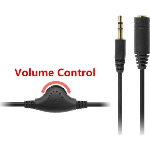 300cm 3.5mm M/F Splitter Stereo Headphone -Audio Extension Cord Cable With Volume switch Volume Control Newest