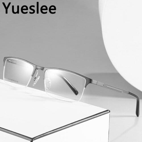 47429 Aluminum Magnesium Mens Half Frame Glasses Frame Men Optical Fashion Computer Eyeglasses Commercial Affairs Mens Glasses