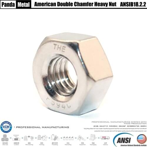 304/316 stainless steel American thickened double chamfered hexagon nut ANSIB18.2.2 heavy-duty A2A4 screw cap 1/4 5/16 3/8 7/16