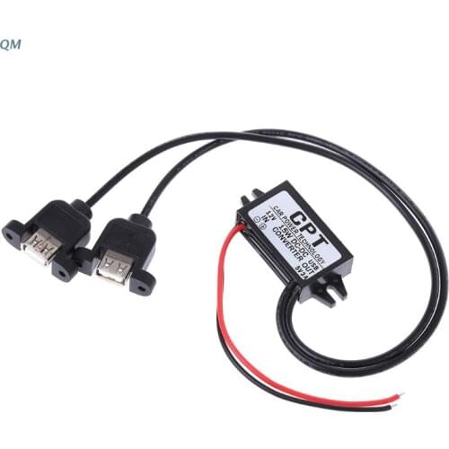 13MF Car DC 12V to 5V 3A 15W Dual USB Charger Converter Module Cable Power Adapter