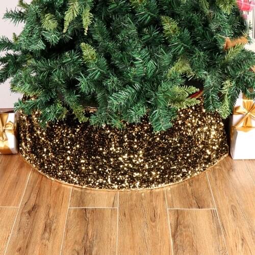 Xmas Tree Cover Bottom Decorations Soft Apron Round Shape Easy To Assemble Non-woven Fabric For Christmas New Year Sequins New