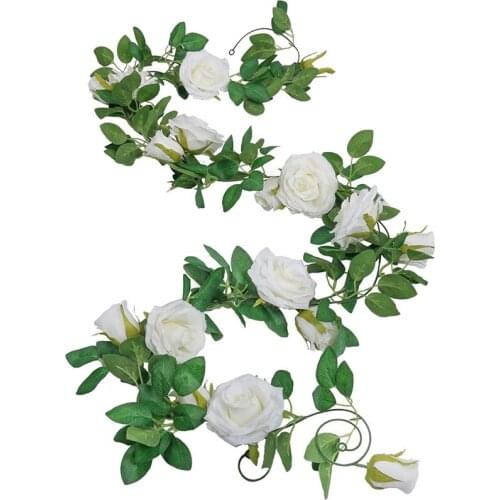 Artificial Rose Vines Garland Fake Silk Flowers Hanging Rose Foliage Plants for Wedding Arch Outdoor Arrangement Decoration 2PCS