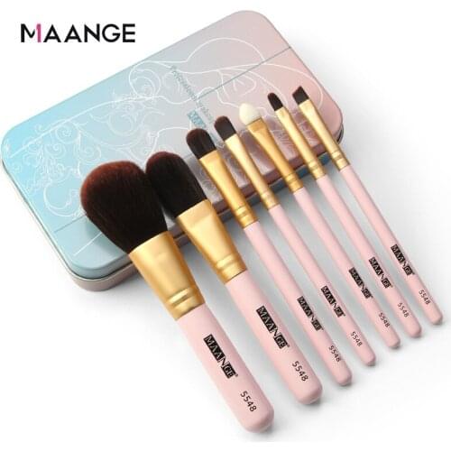 Maange 7-piece iron box makeup brush portable eye shadow brush foundation blush face makeup makeup tool