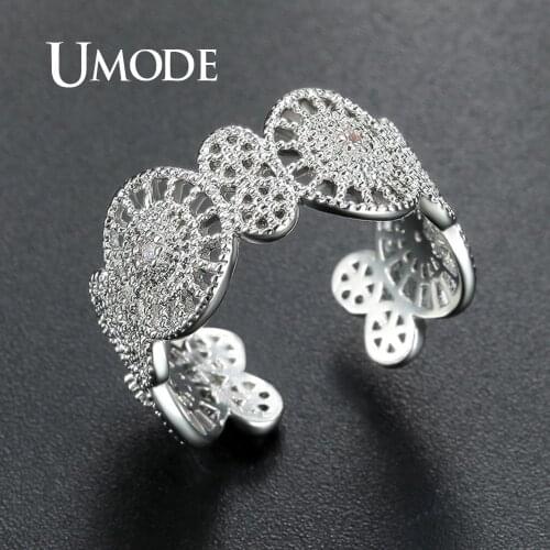 UMODE Resizable Round Rings for Women Hollow New Design Open Rings Vintage Jewelry Girls Gifts Femme Party Accessories UR0373B