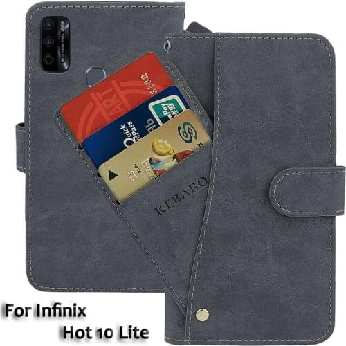 Leather Wallet Infinix Hot 10 Case 6.78" Flip Fashion Luxury Front Card Slots Cases Cover Business Magnetic Phone Bags
