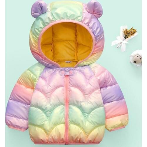 Fashion Coat for Girls Winter Long Sleeve Down Jacket Childrens Parkas Windbreaker for Girls Hoodies Soild Childrens Jacket