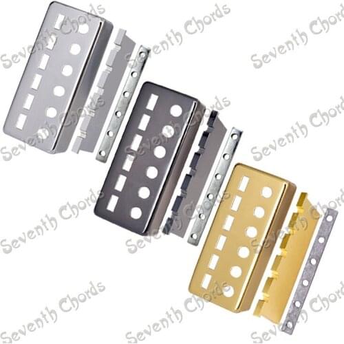 A Set 2 Pcs Mini Style Brass 6 String Guitar Humbucker Pickup Cover with Metal Spacer and Metal Slug / Chrome Black Gold Choose