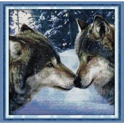 The Kiss of Wolves DMC China Cross Stitch 14CT 11CT DIY Needlework Counted Cross stitch Kit For Embroidery A Cross Crafts