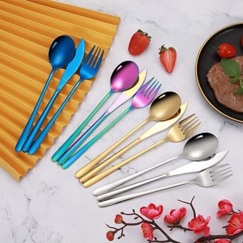 304 Stainless-Steel Knife and Fork Set Household Western Tableware Piece Ins Steak Knife and Fork Spoon Three-Piece Restaurant