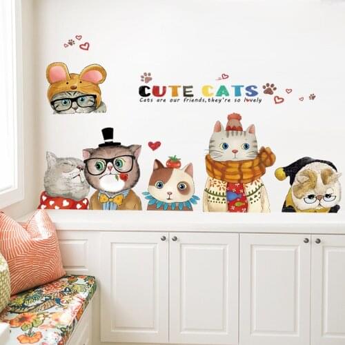 Animals Wall Stickers Kawaii Home Decor Living Room Wall Decoration Bedroom DIY Vinyl Self-adhesive Wallpaper