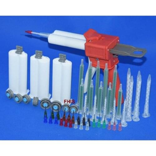 Latest Style Chinese Red 50ml AB Glue Cartridge 2:1 1:1 Manual Dispense Gun with Cartridge Combinations