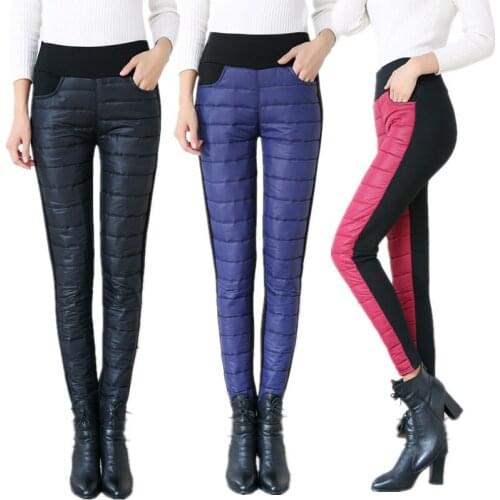 New Women Winter Warm Ski Trousers Thickening Women High Waist Down Pants Keep Warm For Winter Casual Snowboard Sport Pants