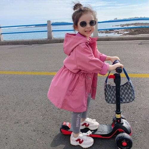 Girls Autumn Clothing 2021 New Childrens Korean Style Childrens Mid-Length Trench Coat Coat Baby Western Style Overcoat Skirt