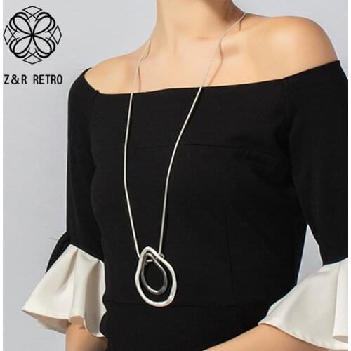 Vintage Irregular Circles Pendant Long Chains Collar Necklace Costume Jewelry for Women Suspension Accessories Aesthetic Things