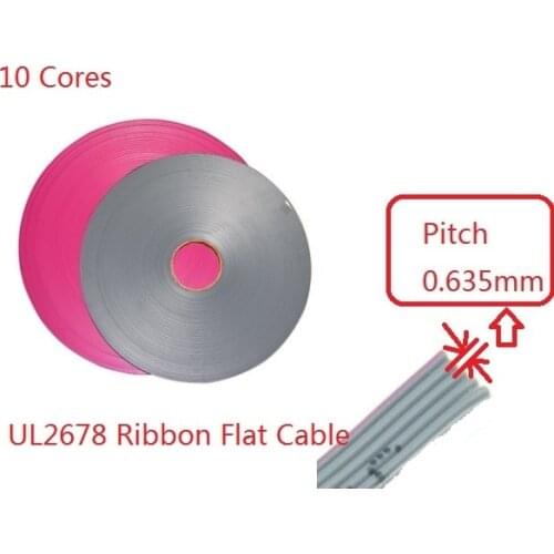 2 meter 6.5 FT 0.635 mm Pitch 0.025" 10 Pin 10 way Grey conductor #30 AWG UL Flat Ribbon Cable for IDC Socket 1.27mm Connector