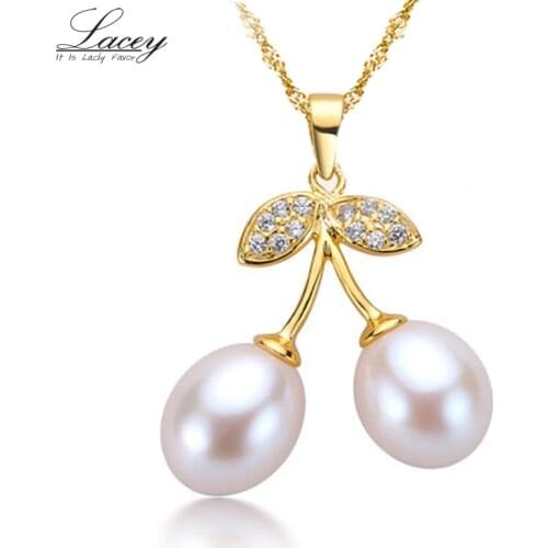 LACEY pearl pendant gold fine jewelry,natural freshwater pearl pendant necklace silver 925 chain for women girlfriend best gifts