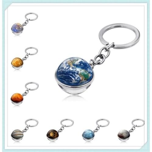 Glass Ball Car Key Chain Earth Sun Mars Art Picture for Ford FG F-350 F-250 E-Series Crown BF 4-Trac Interceptor
