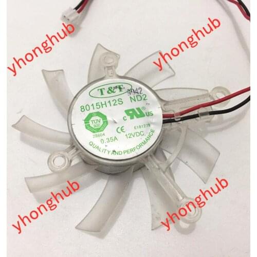 T&T 8015H12S ND2 DC 12V 0.35A 75mm Dia. 43mm c.t.c 2-Wire Server Frameless Fan