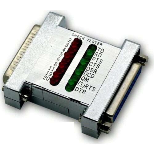 RS-232 DB25 M-F Serial Port and CNC 25-Pin Multi Line Tester with LED Indicators RS-232 DB25M to DB25F Quick Tester