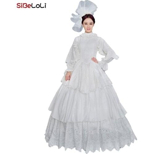 Vintage Medieval Wedding Dress Bridal Gown Theater Costume Victorian Civil War White Brocade Dress