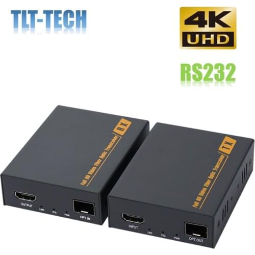 4K HDMI Fiber Optical Extender Transmitter And receiver included Up to 20KM Single mode LC Support RS232