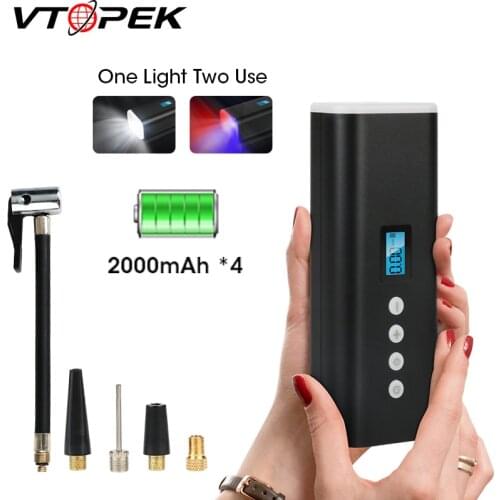 Vtopek Tyre Inflator Pump Car Electric Mini Portable Wireless Air Pump LED Lamp Compressor Warning Light for Bike Motorcycle