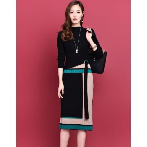 Knit Sweater Skirt Is Very Thin Autumn Winter New Korean Version Of The Bottom Skirt Waist Belted Mid-Long Profession Dress