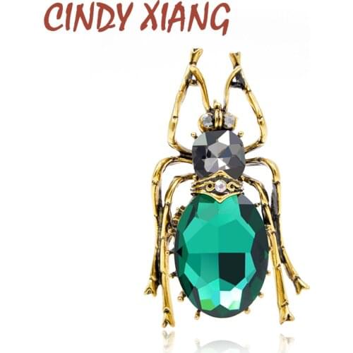 CINDY XIANG 2 Colors Choose Glass Big Bugs Brooches for Women Vintage Style Cool Beetle Brooch Fashion Jewelry New Arrival 2018