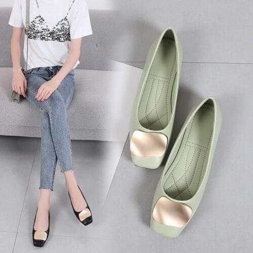 Square Toe Flat Womens Shoes Spring 2021 New Single Shoes Fairy Style Soft Soled Shoes Wild Temperament Square Buckle Flat