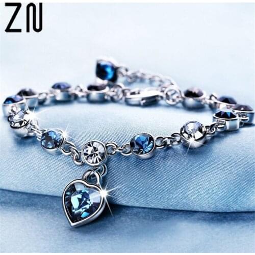 ZN Fashion Bracelet For Women Ocean Heart Love Heart-shaped Peach Austria Crystal Zircon Ladies Bracelet Valentines Day Present