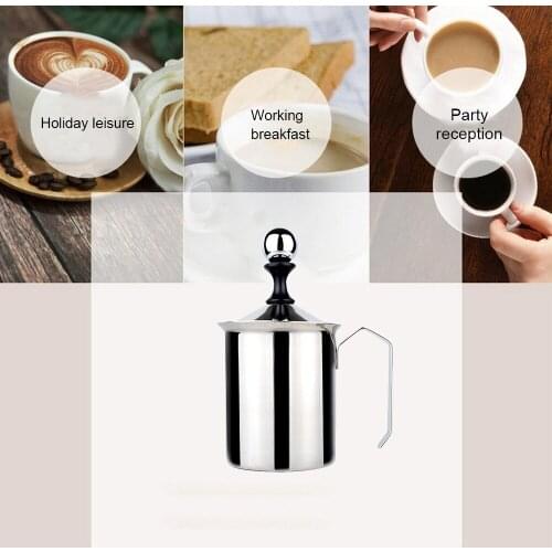 1 pcs Manual Milk Frother Stainless Steel Cappuccino Milk Creamer Double Mesh Milk Foam Coffee Foamer Creamer Kitchen Applicance