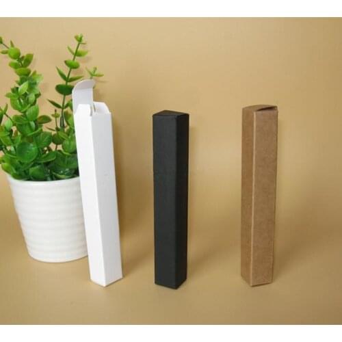 100pcs/lot-1.7*1.7*12.4cm Mini Size Black White kraft Paper Box For Lipstick Perfume Essential Oil Bottle Storage valve tubes