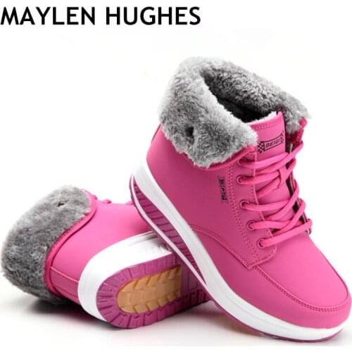 2018 Winter Women Warm Snow Boots New Fashion Women Female Cotton-paddeVelvet Shoes Fur Ankle Boots For Women Lace Up Heel boots