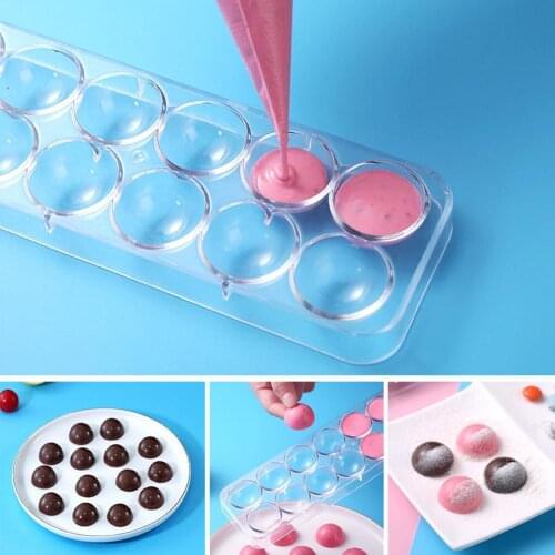 3D Chocolate Ball Bar Molds Tray Sphere Thick Polycarbonate Chocolate Tools Cake Pastry Mold Form For Bakery Moulds of Baki I1W5