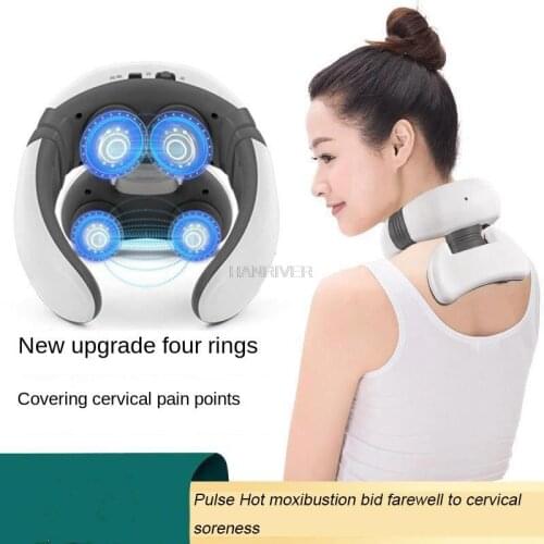 4 massage head and neck massager electric pulse far-infrared heating analgesic health care tool to relax cervical spine massager