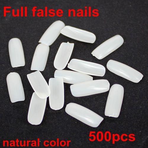 500pcs 10 Sizes Full False Nail Natural Colors Acrylic Nail Nail Art Design Wrap Tip High Quality Best-selling Diy Diamante