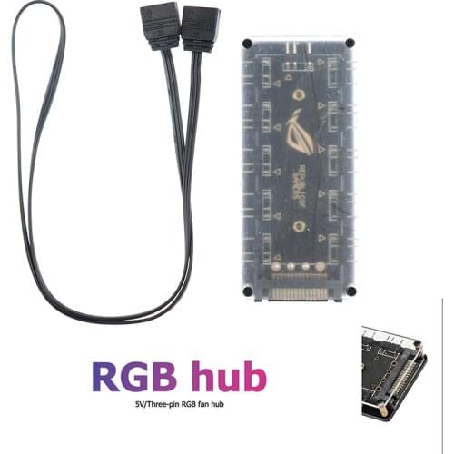 5V 3-pin RGB 10 Hub Splitter SATA Power 3pin ARGB Adapter Extension Cable