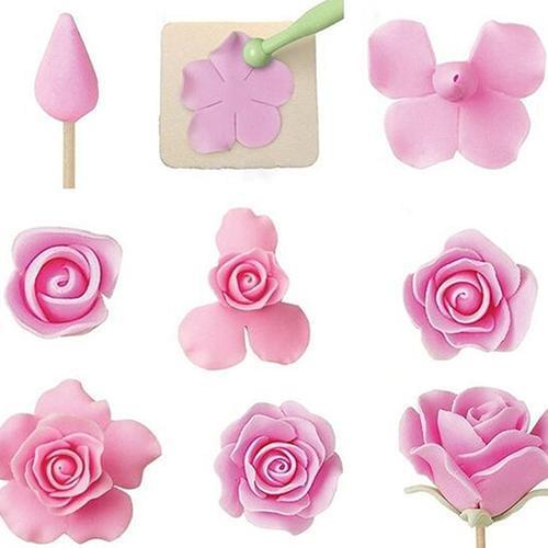 6 Pcs Fondant Cake Rose Flower Cookie Mold Gum Paste Cutter Tools Food Grade Plastic Cutters Tools Baking Mold