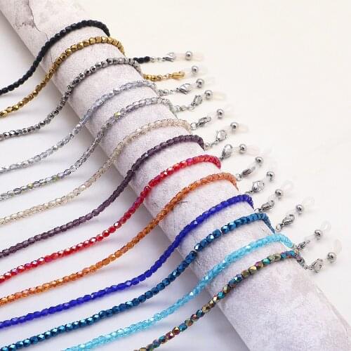 15 Colors Crystal Colored Beaded Glasses Chains For Women Face Mask Lanyard Anti Slip Reading Eyeglass Sunglasses Strap Cord