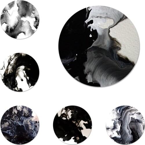 Black white watercolor textures Icons Pins Badge Decoration Brooches Metal Badges For Backpack Decoration 58mm