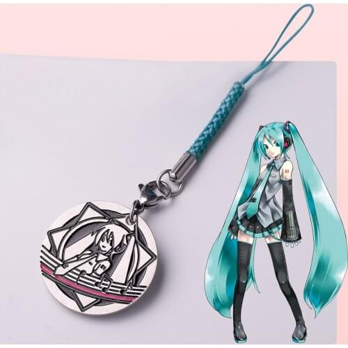 Anime Hatsun Miku Double Sided Keychain With Keyring Necklace Chain Metal Women Men Pendant Jewelry Key Chain Accessories Cute