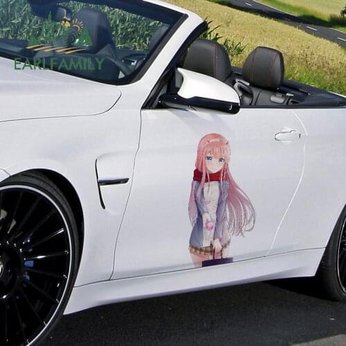 EARLFAMILY 43cm x 23.5cm For Zero Two Car Assessoires Stickers Waterproof Decal RV JDM Personality Campervan Sticker Decor