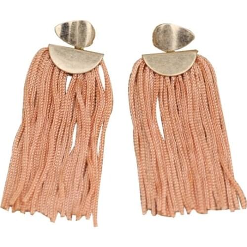 F.J4Z New Trendy Designer Earrings Fashion Boho Stylish Antique Gold Alloy Semi-circle Tassel Earring For Women Brincos Grandes