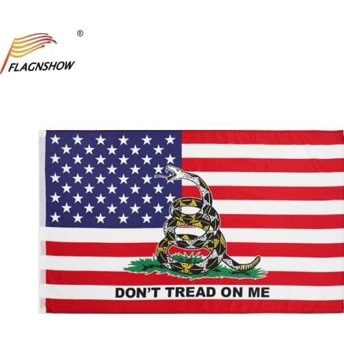 Flagnshow Dont Tread On Me Gadsden American Flag 3x5 Ft USA Tea Party Patriotic Flags Yellow Rattlesnake Banner