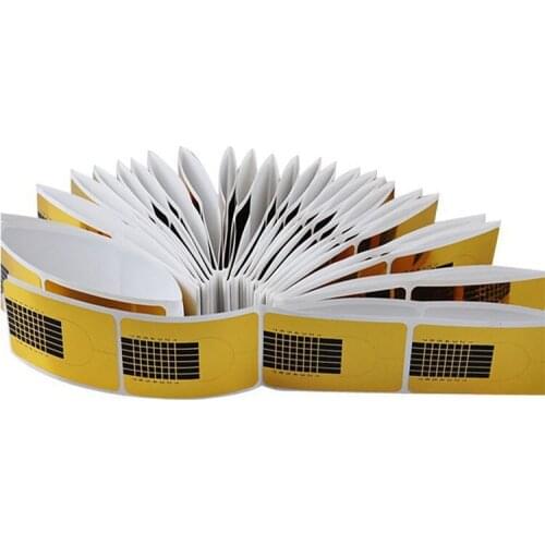 100pcs Golden Rectangle Nail Forms Disposable Adhesive Paper Forms Nail Sculpting Acrylic UV Gel False Fake Nail Tips Extension