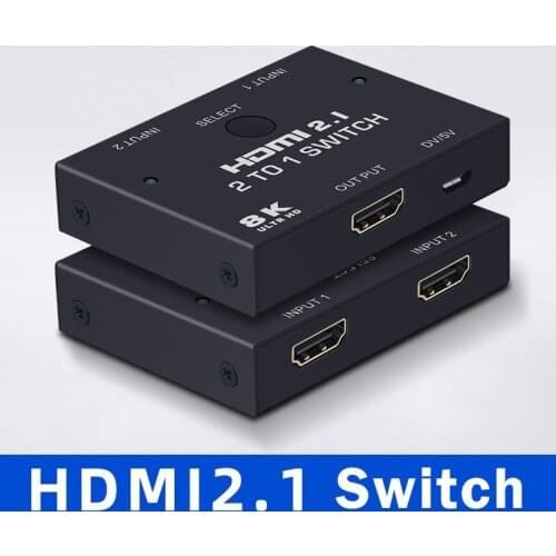 HDMI-Compatible 2.1 Switcher 2 in 1 out 8K@60Hz 4K@120Hz Ultra HD KVM Switcher 2x1 Adapter for PS4/5 TV Box HDTV Xbox Projector