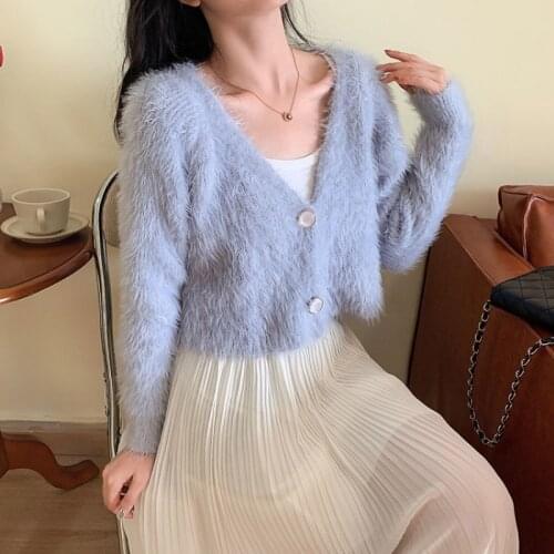 Autumn Winter Female Cardigan Loose Streetwear Solid Sweater Coat Cute V Neck Black Cardigan Y2k Women Jacket for Women Clothing