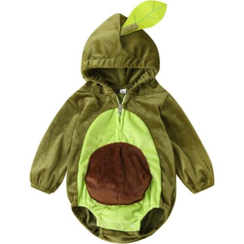 Focusnorm 0-24M Infant Kids Baby Boy Girl Winter Warm Clothes Zippered Avocado Bodysuit Jumpsuit Overall Outfits