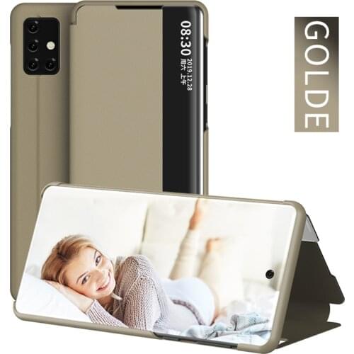 For Samsung Galaxy Smart View Leather Case A50 A51 A71 A10 A30s A20e A21s Note 20 10 9 8 S10 S10e Lite S20 Ultra S8 S9 Plus S7