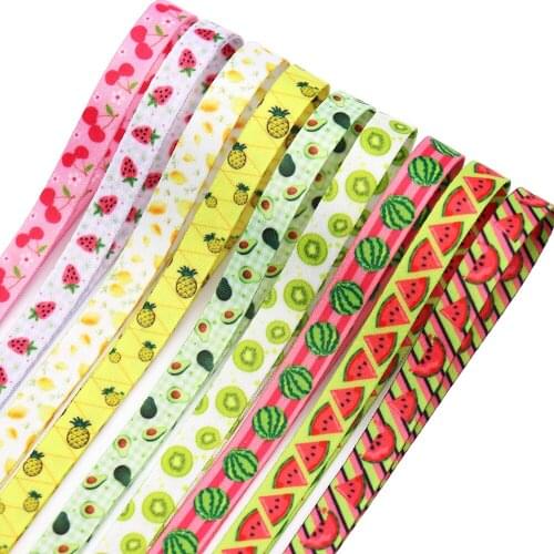 Summer Fruit Trims Printed Ribbons watermelon Strawberry Cherry Pattern for Gift Wrapping Home Decor 3/8 Inch X 5 Yard